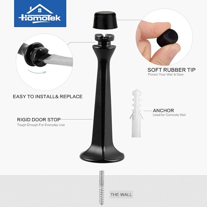 HOMOTEK 8 Pack Heavy Duty Solid Rigid Door Stop - Image 2