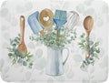 Sage Green Dish Drying Mat for Kitchen Counter, Cooking Supplies Reversible by Giwawa