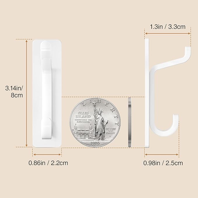 Self Adhesive Wall Hooks for Hanging: Extra Strong 13 LB, Hook for Coat - Image 3