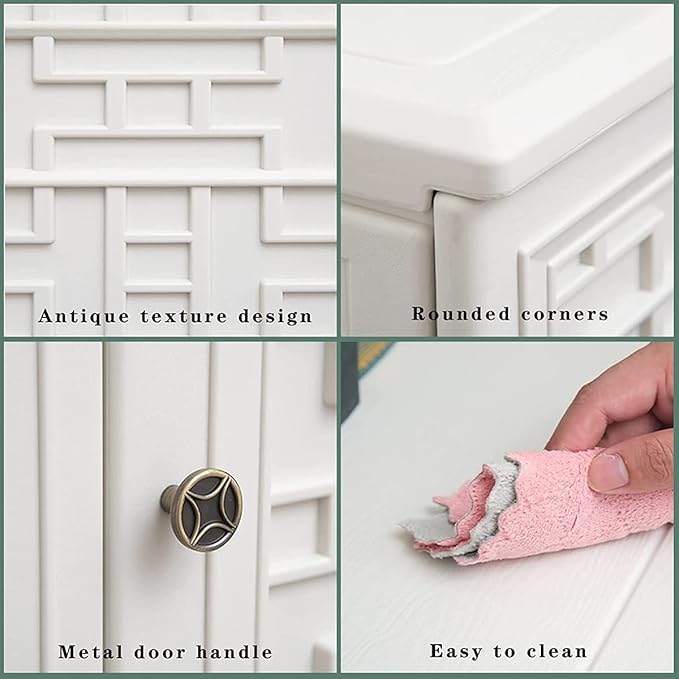 Indoor Outdoor Storage Cabinet Waterproof with Shelf, Off White Plastic Outdoor Cabinets for Patio/Garden/Backyard, Size 34.3''L*15''W*36.2''H - Image 6