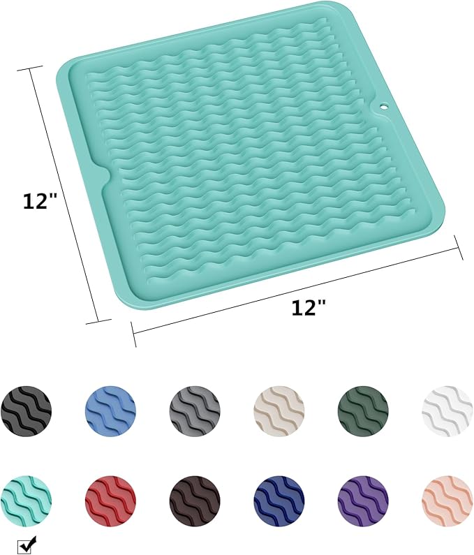 ZLR Silicone Dish Drying Mat 12" x 12" Square - Image 6
