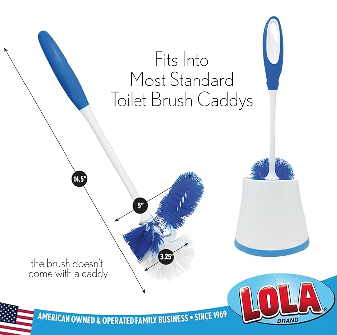 LOLA Classic Toilet Brush w/Under-The-Rim Scrubber, 6 Pack, Deep Cleans The - Image 5
