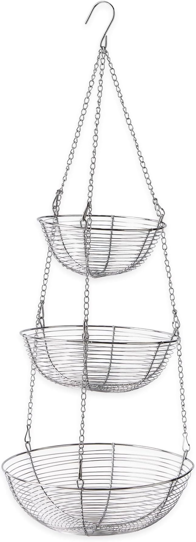 RSVP International Hanging Storage Collection 3-Tier Baskets, Chrome Woven Wire by RSVPInternational