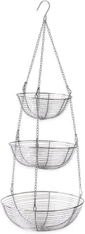 RSVP International Hanging Storage Collection 3-Tier Baskets, Chrome Woven Wire by RSVPInternational