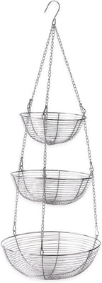 RSVP International Hanging Storage Collection 3-Tier Baskets, Chrome Woven Wire by RSVPInternational