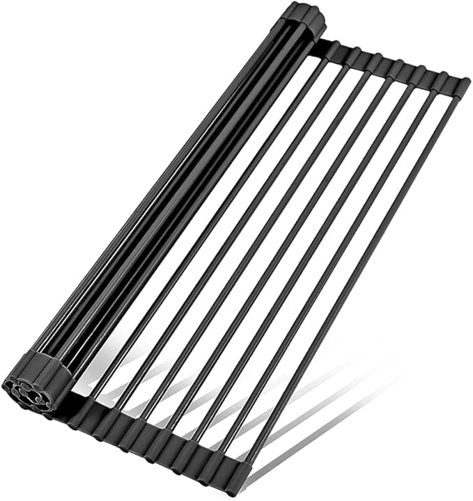 LEMIKKLE 20.5" x 13" Roll Up Dish Drying Rack Silicone Wrapped Over The Sink by LemikkleDirect