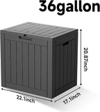 EasyUp 36 Gallon Outdoor Storage Box Waterproof, Resin Outdoor Deck Box, Deck Boxes for Garden Tools Equipment and Cushions (Black) - Image 2