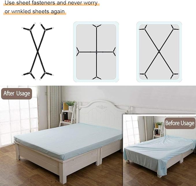 Bed Sheet Holder Straps, Triangle Elastic Mattress Cover Holder Fasteners - Image 3