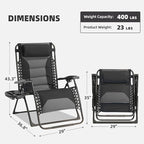 Zero Gravity Chair Oversized Padded Recliner with Adjustable Headrest & Cup Holder - XL 600D Oxford Folding Lounge Chair for Outdoor Camping, Patio, Poolside (Black & Gray) - Image 3