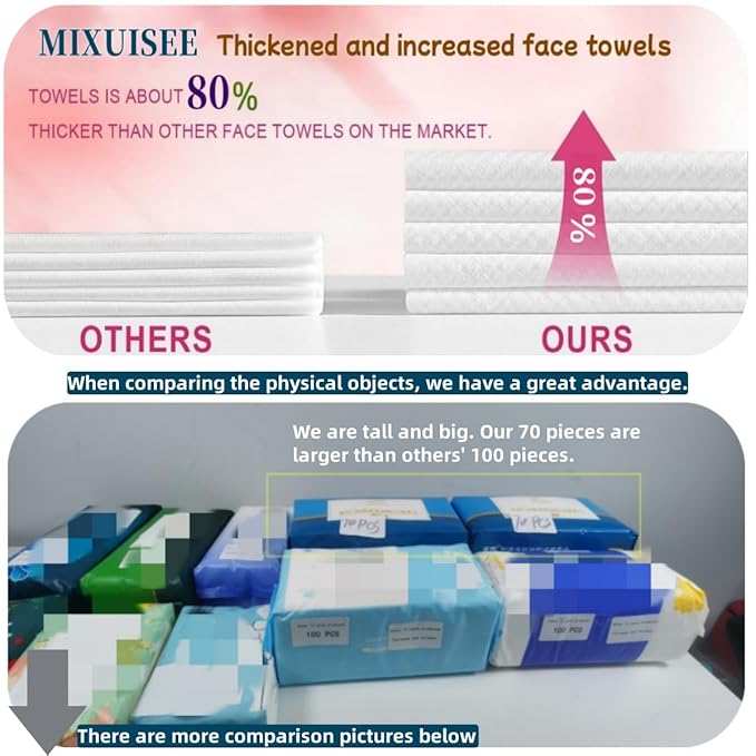 Disposable face towel, MIXUISEE thick and soft face towels, 100% cotton face - Image 8