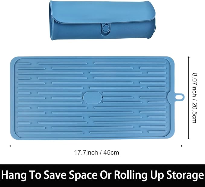 Blue Silicone Dish Drying, Mat Dish Mats - Image 2