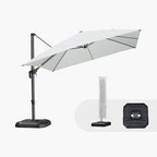 PURPLE LEAF 10'×10' Patio Umbrella with Base and Cover Outdoor Large Offset Cantilever Umbrella Heavy Duty Sun Umbrella for Garden Deck Pool Patio White by PURPLELEAF