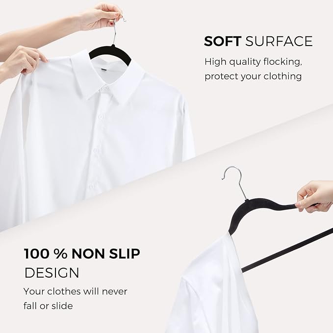 House Day Premium Velvet Hangers, Non-Slip Flocked Felt, Sturdy Coat & Suit - Image 5