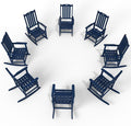 Oversized Rocking Chair Set of 8, Outdoor Rocking Chair for Adults, All Weather Resistant Porch Rocker for Lawn Garden, Navy Blue by THOEOE