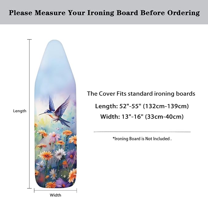 Floral Bird Ironing Board Pad, Extra Thick Heavy Duty Padded - Image 6