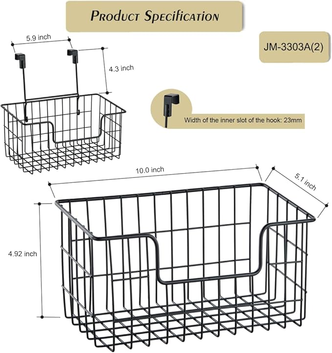 Wire Storage Basket 2 Packs, Wall Mounted Kitchen Bathroom, Hanging Cabinet - Image 3