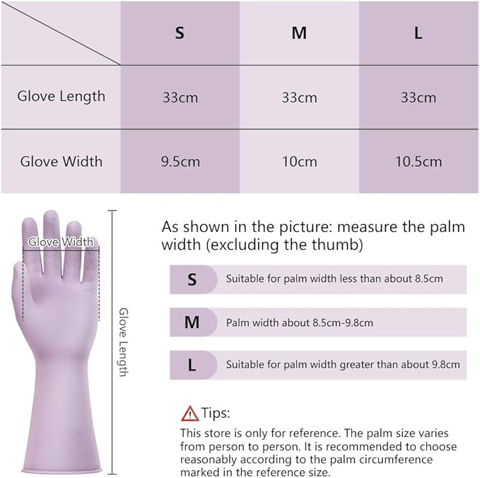 AUAUY Reusable Kitchen Dishwashing Gloves, Rubber Household Cleaning Gloves - Image 2