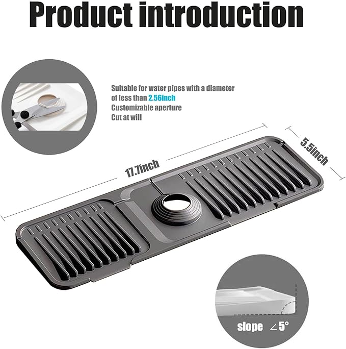 STARGAZ Silicone Faucet Mat For Kitchen Sink, Sink Back Splash Guard, Faucet - Image 3