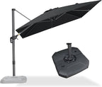 PURPLE LEAF 9 Feet Square Cantilever Umbrella Patio Umbrella with Base Outdoor Umbrella Aluminum Offset with 360-degree Rotation for Garden Deck Pool Patio Black by PURPLELEAF