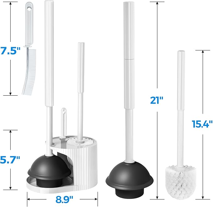 3 in 1 Toilet Brush and Plunger Set, Toilet Bowl Brush Plunger Set, Toilet - Image 7
