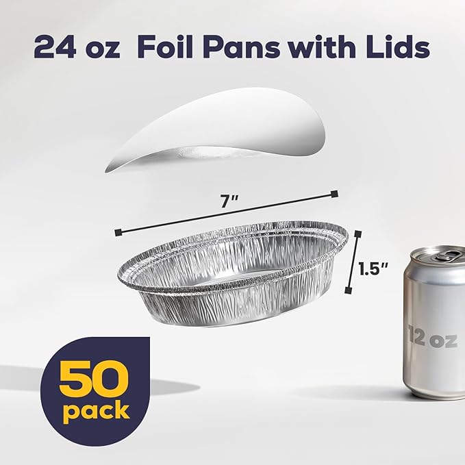 Fit Meal Prep 50 Pack 7” Round Aluminum Foil Pans - Image 2