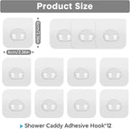 Lsnisni 12 Pack Clear Plastic Shower Caddy Adhesive Hooks, Strong Adhesive - Image 2