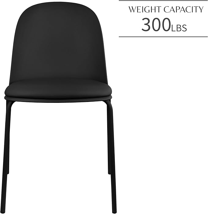 2xhome Modern Stackable Armless Dining Chair | Plastic Shell Seat with Metal Legs | Indoor or Outdoor Use | Home Kitchen Patio (4, Black, Padded Seat) - Image 5