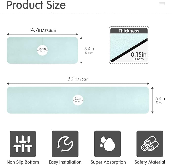 Kitchen Sink Splash Guard 2 PCS 14.7 Inch Sink Faucet Mat Splash Guard - Image 2