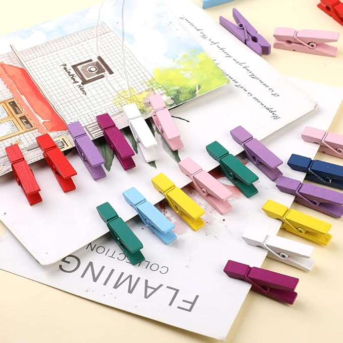 100pcs 35mm Natural Wooden Clips Photo Clips Clothespin DIY Wedding Party - Image 2