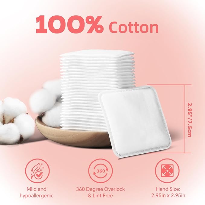 Square Cotton Pads 240 Count, Triple-Layer Design, Lint-Free & Durable - Image 3