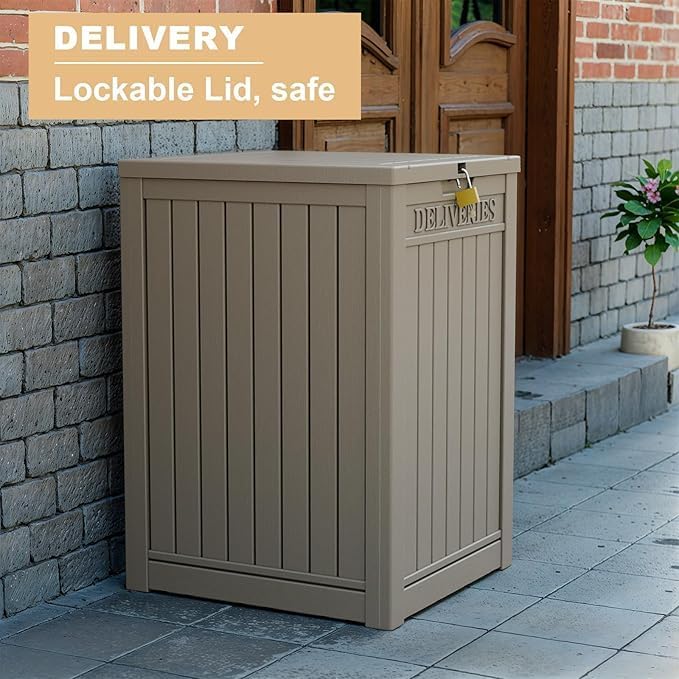 DRATO 48 Gallon Package Delivery Box, Large Lockable Storage Box, Double-Wall Resin Outdoor Package Delivery and Waterproof Deck Box for Porch, Patios（ Grey，48 Gallon） - Image 6