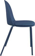 2xhome Parent Modern Stackable Armless Dining Chair | Plastic Shell Seat with Metal Legs | Indoor or Outdoor Use | Home Kitchen Patio (1, Blue, Padded Seat) - Image 5