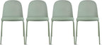 2xhome Modern Stackable Armless Dining Chair | Plastic Shell Seat with Metal Legs | Indoor or Outdoor Use | Home Kitchen Patio (4, Green, Padded Seat) by 2xhome