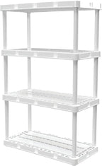 Gracious Living 4 Pack Light Duty Storage Shelves, Knect-A-Shelf 4-Shelf Ventilated Shelving Rack Organizer for Home, Garage, Basement & Laundry, White - Image 6