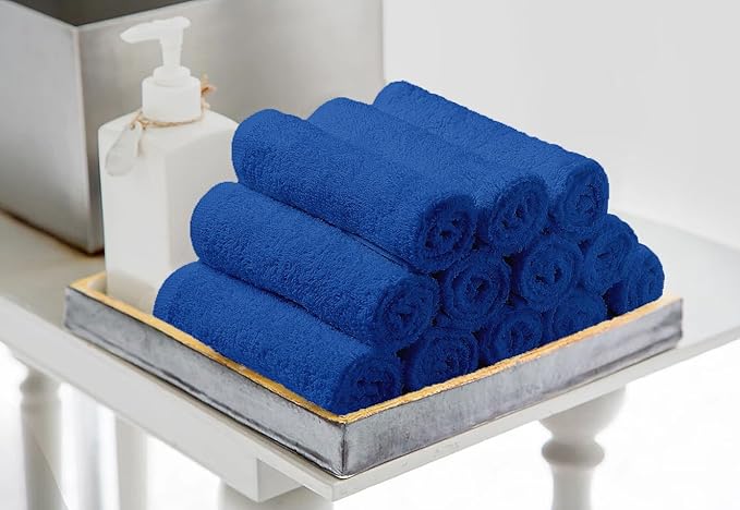 Avalon Towels Cotton Washcloths 24-Pack – 12 x 12 Inch Blue Super Soft & - Image 4
