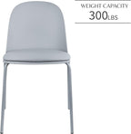 2xhome Modern Stackable Armless Dining Chair | Plastic Shell Seat with Metal Legs | Indoor or Outdoor Use | Home Kitchen Patio (1, Grey, Padded Seat) - Image 5