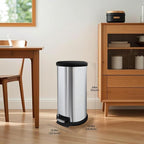 10 Gallon Stainless Steel Trash Can – Round Tall Design, Hands-Free Pedal - Image 2