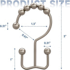 Titanker Shower Curtain Hooks Rings, Rust-Resistant Metal Double Glide Shower - Image 6