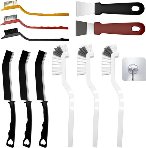 12Pcs Crevice Cleaning Brush Set, Hard Bristle Small Cleaning Brushes by IKKAB
