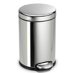 simplehuman 4.5 Liter / 1.2 Gallon Round Bathroom Step Trash Can, Polished by Simplehuman