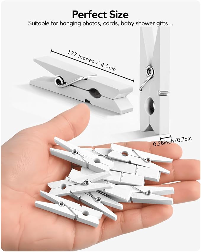 Clothes Pins Wooden White Colored Clothespins - Image 3