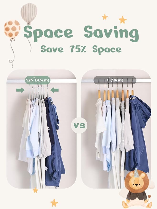 HOUSE DAY 11 Inch Velvet Baby Hangers 50 Pack Grey, Premium Kids Hangers - Image 4