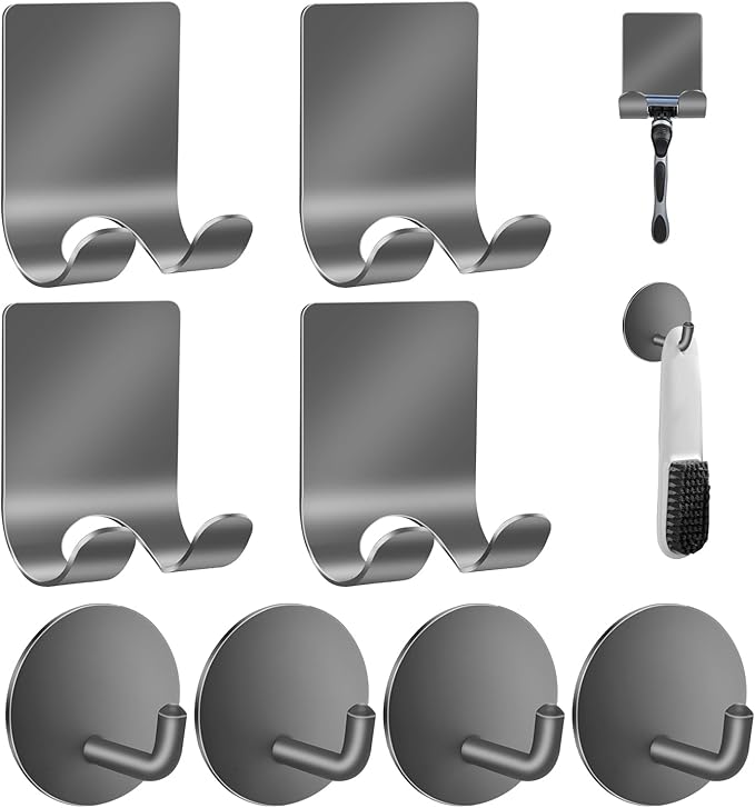Diesisa Razor Holder for Shower + Adhesive Wall Hooks, Premium 304 Stainless by Home