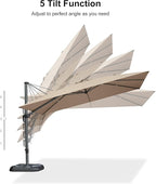 PURPLE LEAF 11.5' X 8.2' Tilting Patio Umbrella with Base Outdoor Cantilever Swivel Rectangle Umbrella Aluminum Offset Umbrella with 360-degree Rotation for Garden Deck Pool Patio Beige - Image 8