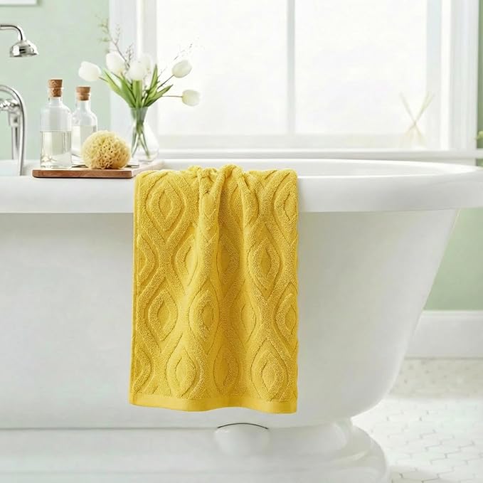 Artoid Mode 1 Pc Yellow 3D Diamond Grid Jacquard Hand Towels - Image 4
