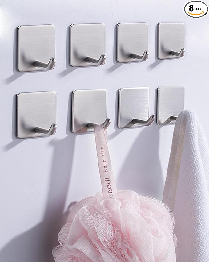 8 Pack Adhesive Wall Hooks, Self-Adhesive Hooks by EDMILE