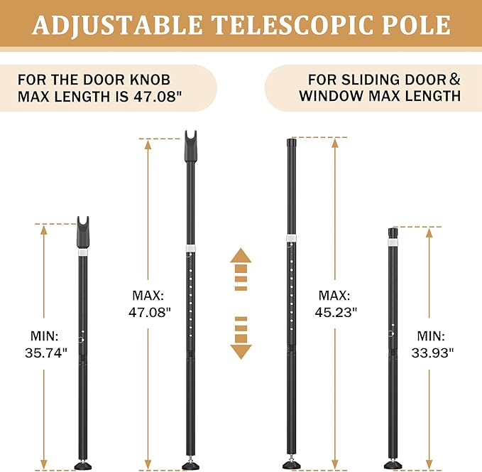 Sliding Door Security Bar and 2-in-1 Sliding Glass Door Stoppers Security - Image 2