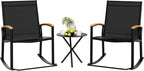 Shintenchi 3 Piece Outdoor Rocking Bistro Set, Textilene Fabric Small Patio Furniture Set, Front Porch Rocker Chairs Conversation Set with Table for Lawn, Garden, Balcony, Poolside (Black) by Shintenchi