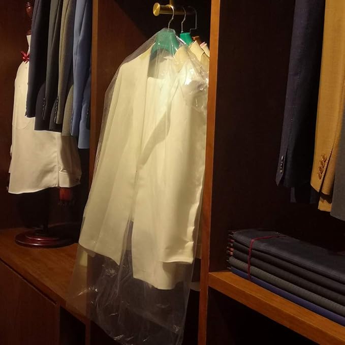 50 Pack 35.4inch Plastic Clear Dry Cleaning Hanging Lightweight Garment Clothes - Image 5