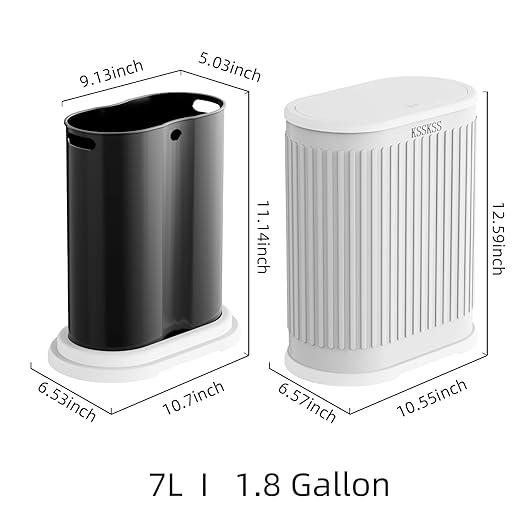 1.8 Gallons Small White Bathroom Trash Can - Image 5
